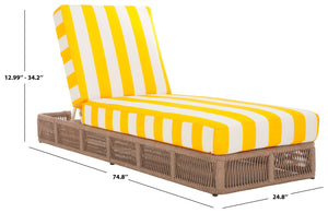 Safavieh GILLIAN Coastal Daybed with Woven Rope Accents for Relaxing Outdoor Lounging by the Pool or Patio Heather Tan / Yellow Stripe PAT7527Y