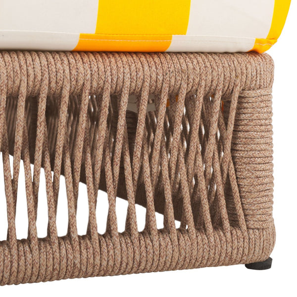 Safavieh GILLIAN Coastal Daybed with Woven Rope Accents for Relaxing Outdoor Lounging by the Pool or Patio Heather Tan / Yellow Stripe PAT7527Y