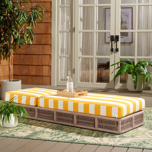 Safavieh Gillian Sunlounger - Coastal Style With Natural Rope, Perfect For Your Outdoor Relaxation Oasis Heather Tan ,Yellow Stripe Steel,Rope Pat7527y