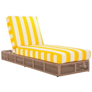 Safavieh GILLIAN Coastal Daybed with Woven Rope Accents for Relaxing Outdoor Lounging by the Pool or Patio Heather Tan / Yellow Stripe PAT7527Y