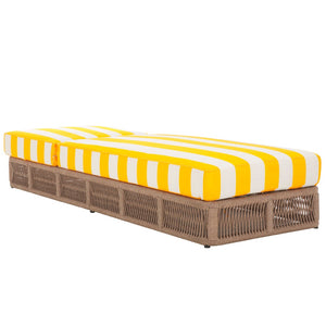 Safavieh GILLIAN Coastal Daybed with Woven Rope Accents for Relaxing Outdoor Lounging by the Pool or Patio Heather Tan / Yellow Stripe PAT7527Y