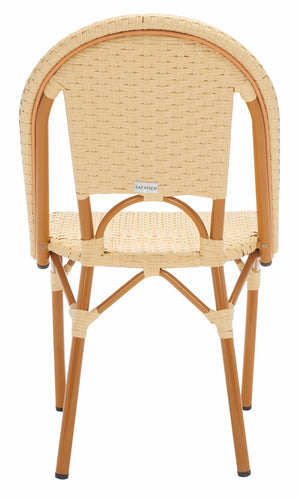 Safavieh CALIFORNIA Side Chair Set of Two - Classic French Bistro Style for All-Weather Outdoor Comfort Natural PAT7530A-SET2