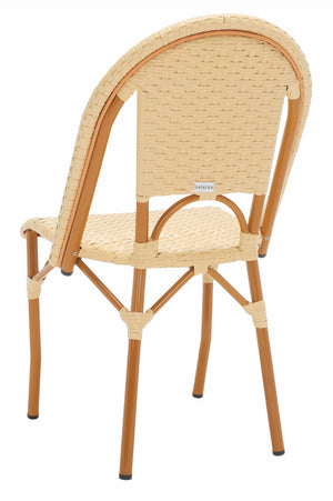 Safavieh CALIFORNIA Side Chair Set of Two - Classic French Bistro Style for All-Weather Outdoor Comfort Natural PAT7530A-SET2