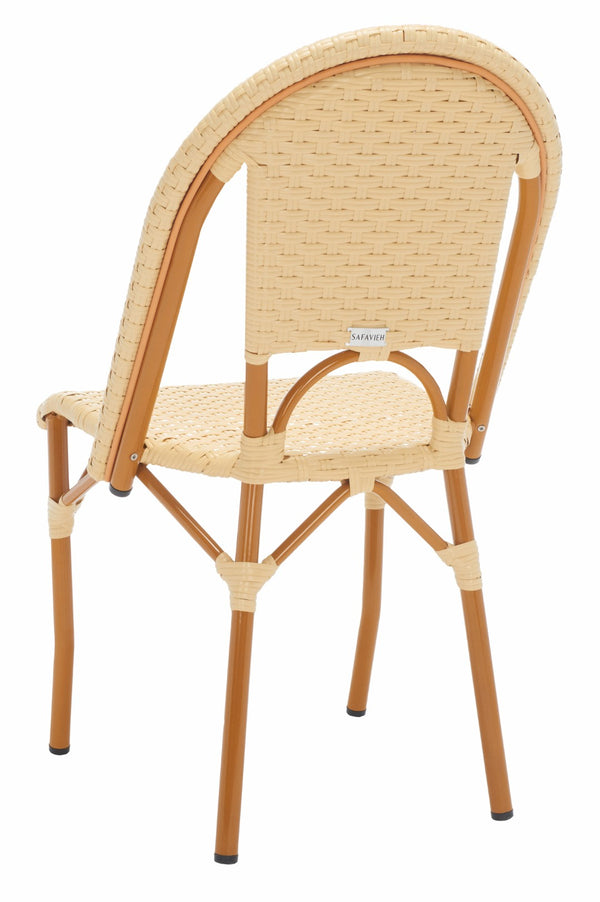 Safavieh CALIFORNIA Side Chair Set of Two - Classic French Bistro Style for All-Weather Outdoor Comfort Natural PAT7530A-SET2