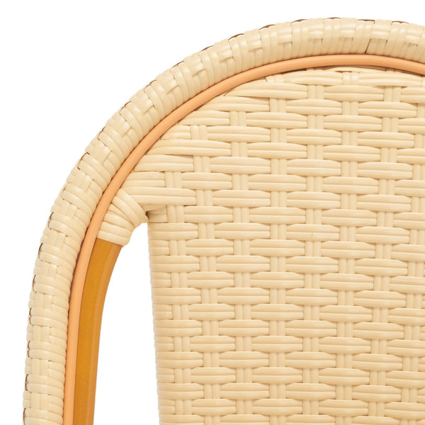 Safavieh CALIFORNIA Side Chair Set of Two - Classic French Bistro Style for All-Weather Outdoor Comfort Natural PAT7530A-SET2