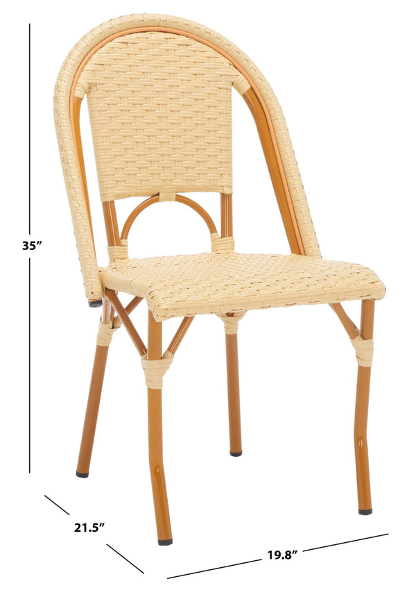 Safavieh CALIFORNIA Side Chair Set of Two - Classic French Bistro Style for All-Weather Outdoor Comfort Natural PAT7530A-SET2