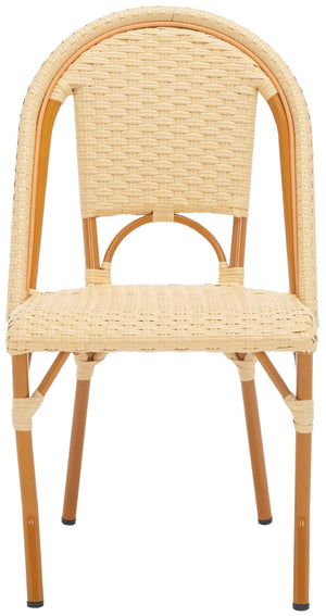 Safavieh CALIFORNIA Side Chair Set of Two - Classic French Bistro Style for All-Weather Outdoor Comfort Natural PAT7530A-SET2