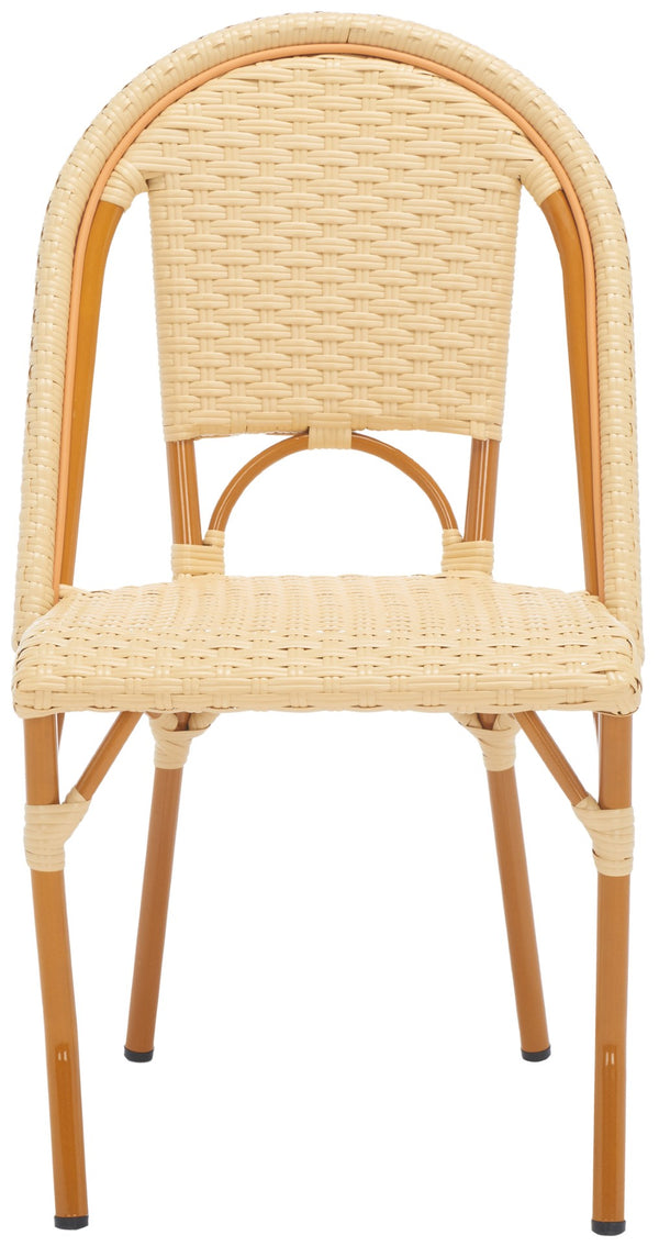 Safavieh CALIFORNIA Side Chair Set of Two - Classic French Bistro Style for All-Weather Outdoor Comfort Natural PAT7530A-SET2