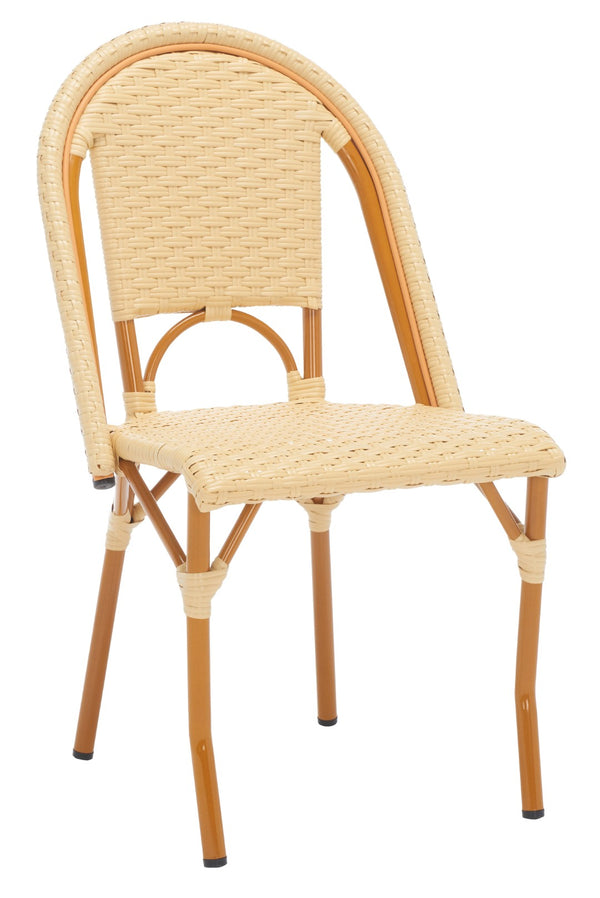 Safavieh CALIFORNIA Side Chair Set of Two - Classic French Bistro Style for All-Weather Outdoor Comfort Natural PAT7530A-SET2