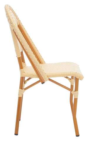 Safavieh CALIFORNIA Side Chair Set of Two - Classic French Bistro Style for All-Weather Outdoor Comfort Natural PAT7530A-SET2