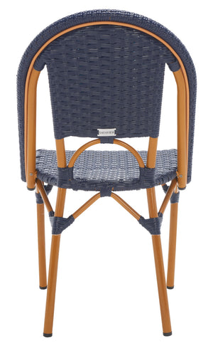 Safavieh CALIFORNIA Side Chair Set of Two - Classic French Bistro Style for All-Weather Outdoor Comfort Navy PAT7530B-SET2