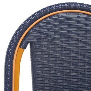 Safavieh CALIFORNIA Side Chair Set of Two - Classic French Bistro Style for All-Weather Outdoor Comfort Navy PAT7530B-SET2