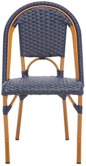 Safavieh CALIFORNIA Side Chair Set of Two - Classic French Bistro Style for All-Weather Outdoor Comfort Navy PAT7530B-SET2