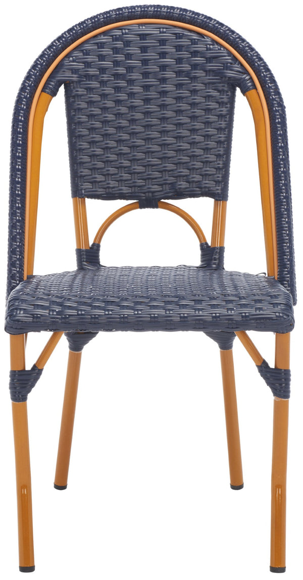 Safavieh CALIFORNIA Side Chair Set of Two - Classic French Bistro Style for All-Weather Outdoor Comfort Navy PAT7530B-SET2