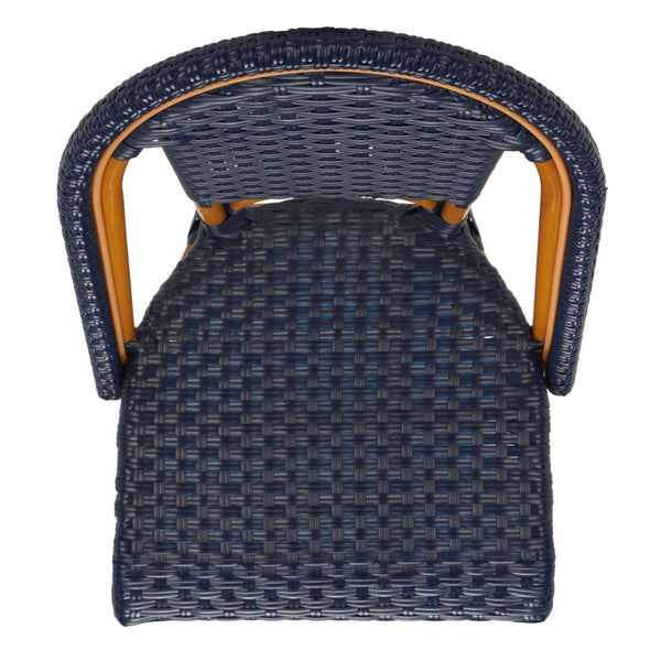 Safavieh CALIFORNIA Side Chair Set of Two - Classic French Bistro Style for All-Weather Outdoor Comfort Navy PAT7530B-SET2