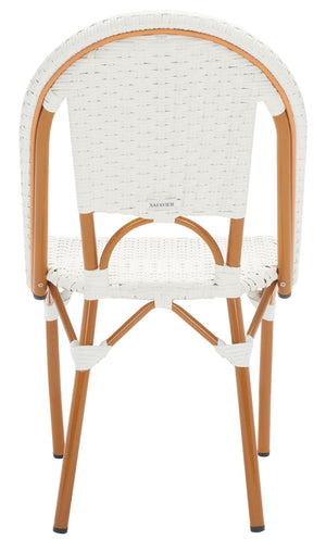 Safavieh CALIFORNIA Side Chair Set of Two - Classic French Bistro Style for All-Weather Outdoor Comfort White PAT7530C-SET2
