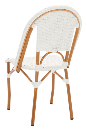 Safavieh CALIFORNIA Side Chair Set of Two - Classic French Bistro Style for All-Weather Outdoor Comfort White PAT7530C-SET2