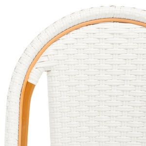 Safavieh CALIFORNIA Side Chair Set of Two - Classic French Bistro Style for All-Weather Outdoor Comfort White PAT7530C-SET2