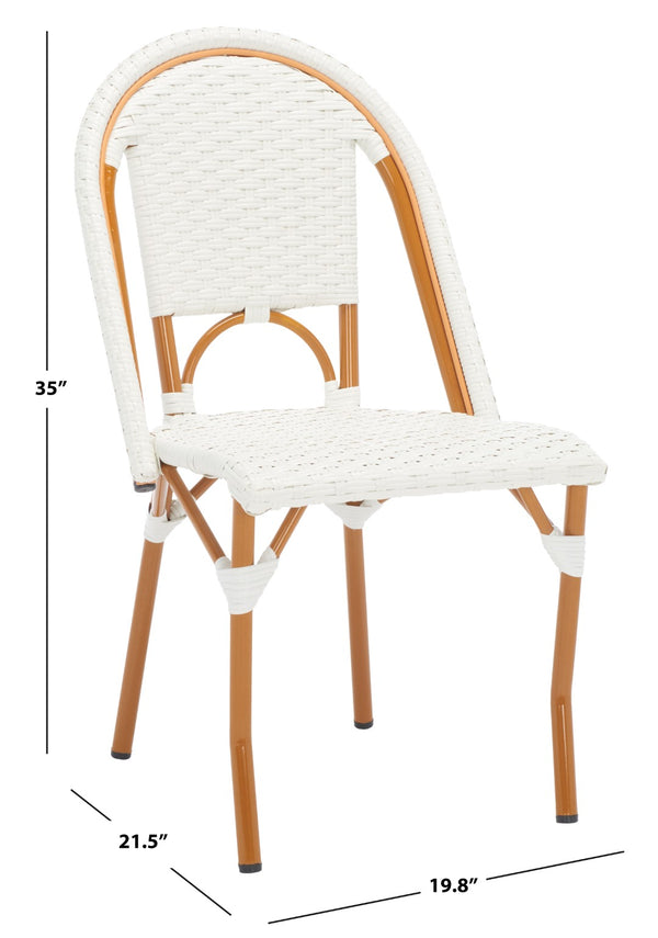 Safavieh CALIFORNIA Side Chair Set of Two - Classic French Bistro Style for All-Weather Outdoor Comfort White PAT7530C-SET2