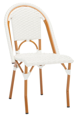 Safavieh CALIFORNIA Side Chair Set of Two - Classic French Bistro Style for All-Weather Outdoor Comfort White PAT7530C-SET2