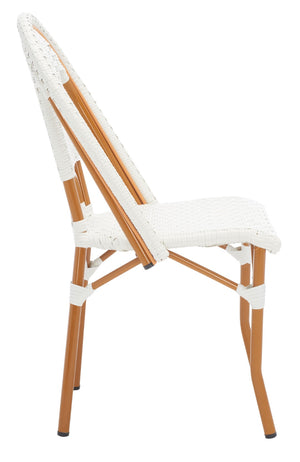 Safavieh CALIFORNIA Side Chair Set of Two - Classic French Bistro Style for All-Weather Outdoor Comfort White PAT7530C-SET2