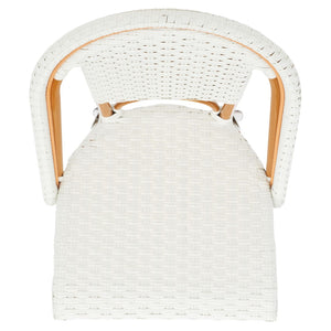 Safavieh CALIFORNIA Side Chair Set of Two - Classic French Bistro Style for All-Weather Outdoor Comfort White PAT7530C-SET2
