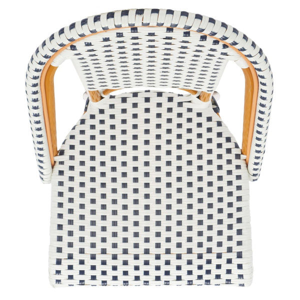 Safavieh CALIFORNIA Side Chair Set of Two - Classic French Bistro Style for All-Weather Outdoor Comfort White / Navy PAT7530D-SET2