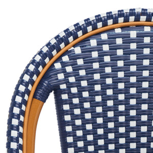 Safavieh CALIFORNIA Side Chair Set of Two - Classic French Bistro Style for All-Weather Outdoor Comfort Navy / White PAT7530E-SET2