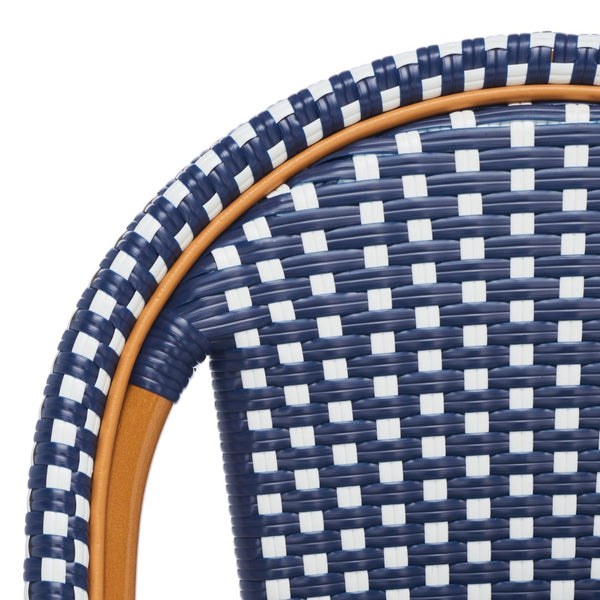 Safavieh CALIFORNIA Side Chair Set of Two - Classic French Bistro Style for All-Weather Outdoor Comfort Navy / White PAT7530E-SET2