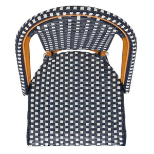 Safavieh CALIFORNIA Side Chair Set of Two - Classic French Bistro Style for All-Weather Outdoor Comfort Navy / White PAT7530E-SET2