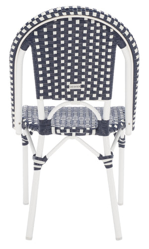 Safavieh CALIFORNIA Side Chair Set of Two - Classic French Bistro Style for All-Weather Outdoor Comfort Navy / Navy PAT7530F-SET2