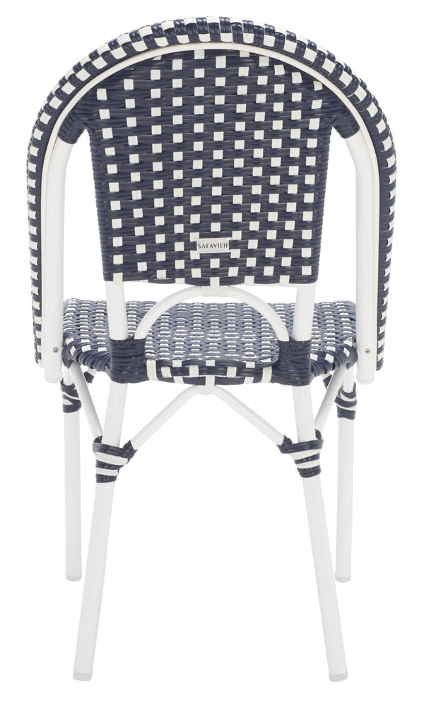 Safavieh CALIFORNIA Side Chair Set of Two - Classic French Bistro Style for All-Weather Outdoor Comfort Navy / Navy PAT7530F-SET2