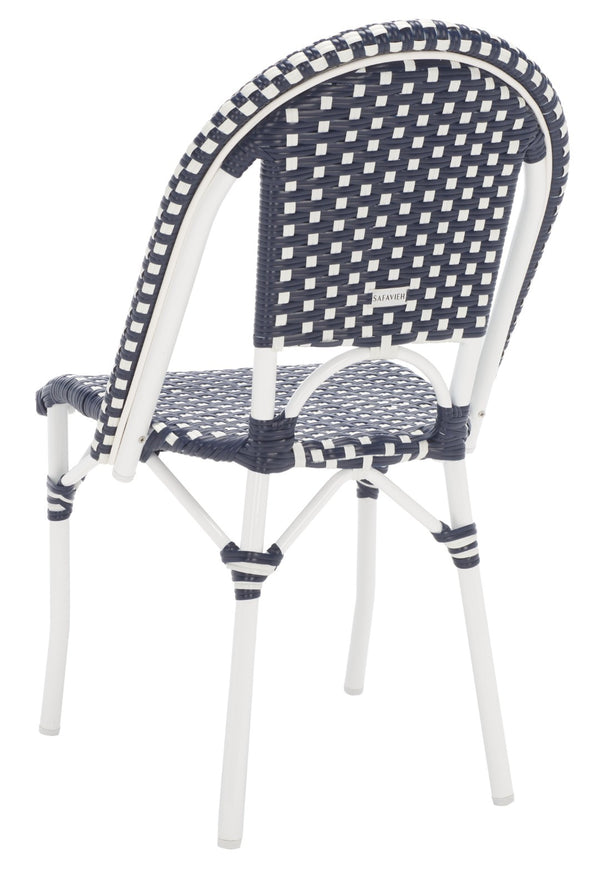 Safavieh CALIFORNIA Side Chair Set of Two - Classic French Bistro Style for All-Weather Outdoor Comfort Navy / Navy PAT7530F-SET2