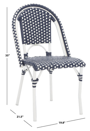Safavieh CALIFORNIA Side Chair Set of Two - Classic French Bistro Style for All-Weather Outdoor Comfort Navy / Navy PAT7530F-SET2