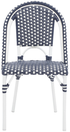 Safavieh CALIFORNIA Side Chair Set of Two - Classic French Bistro Style for All-Weather Outdoor Comfort Navy / Navy PAT7530F-SET2