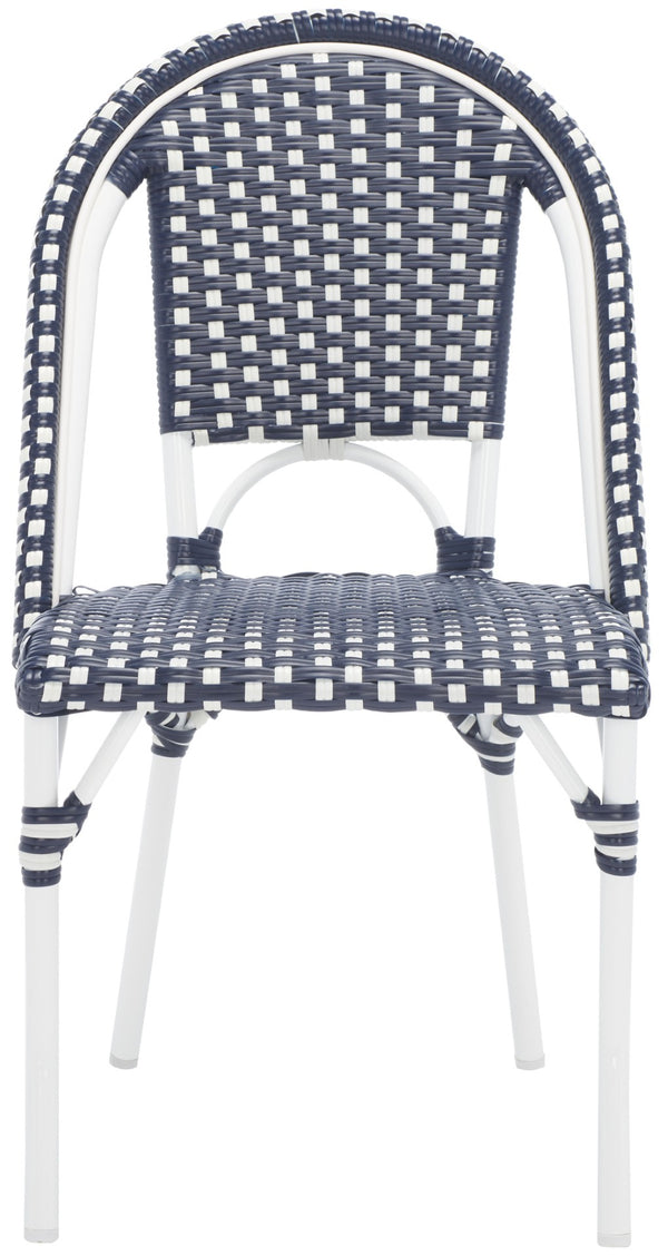 Safavieh CALIFORNIA Side Chair Set of Two - Classic French Bistro Style for All-Weather Outdoor Comfort Navy / Navy PAT7530F-SET2