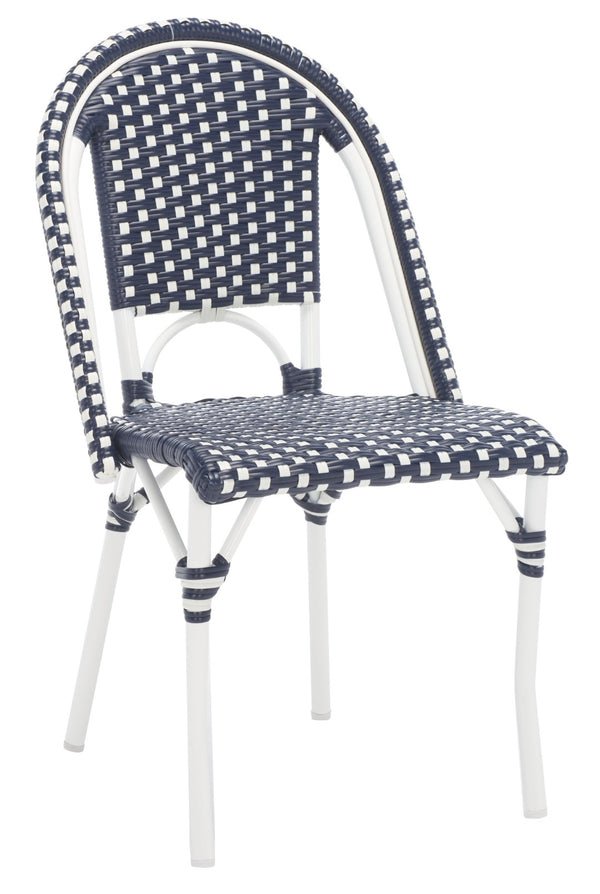 Safavieh CALIFORNIA Side Chair Set of Two - Classic French Bistro Style for All-Weather Outdoor Comfort Navy / Navy PAT7530F-SET2
