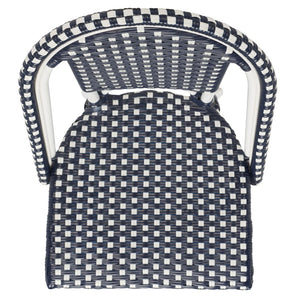 Safavieh CALIFORNIA Side Chair Set of Two - Classic French Bistro Style for All-Weather Outdoor Comfort Navy / Navy PAT7530F-SET2