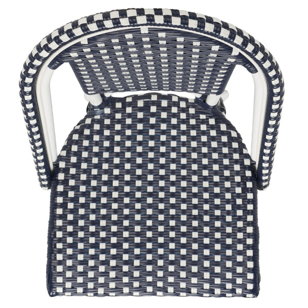 Safavieh CALIFORNIA Side Chair Set of Two - Classic French Bistro Style for All-Weather Outdoor Comfort Navy / Navy PAT7530F-SET2