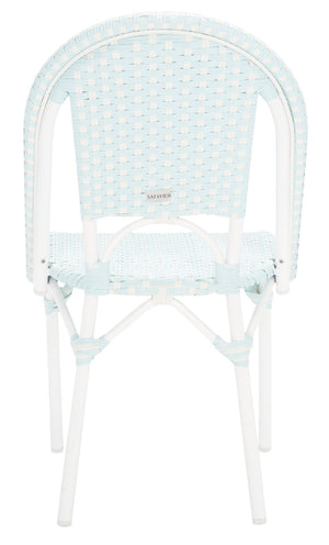 Safavieh CALIFORNIA Side Chair Set of Two - Classic French Bistro Style for All-Weather Outdoor Comfort Baby Blue / White PAT7530G-SET2
