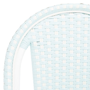 Safavieh CALIFORNIA Side Chair Set of Two - Classic French Bistro Style for All-Weather Outdoor Comfort Baby Blue / White PAT7530G-SET2
