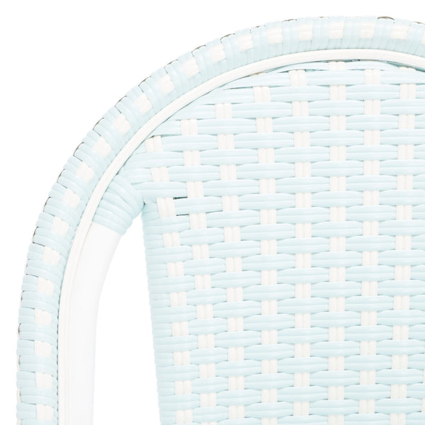 Safavieh CALIFORNIA Side Chair Set of Two - Classic French Bistro Style for All-Weather Outdoor Comfort Baby Blue / White PAT7530G-SET2