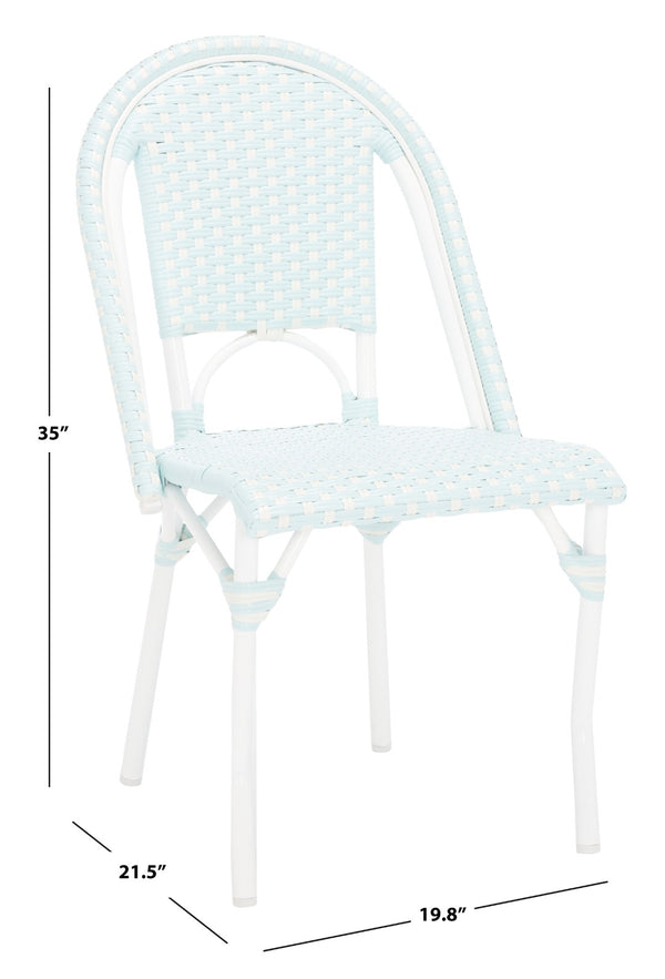 Safavieh CALIFORNIA Side Chair Set of Two - Classic French Bistro Style for All-Weather Outdoor Comfort Baby Blue / White PAT7530G-SET2