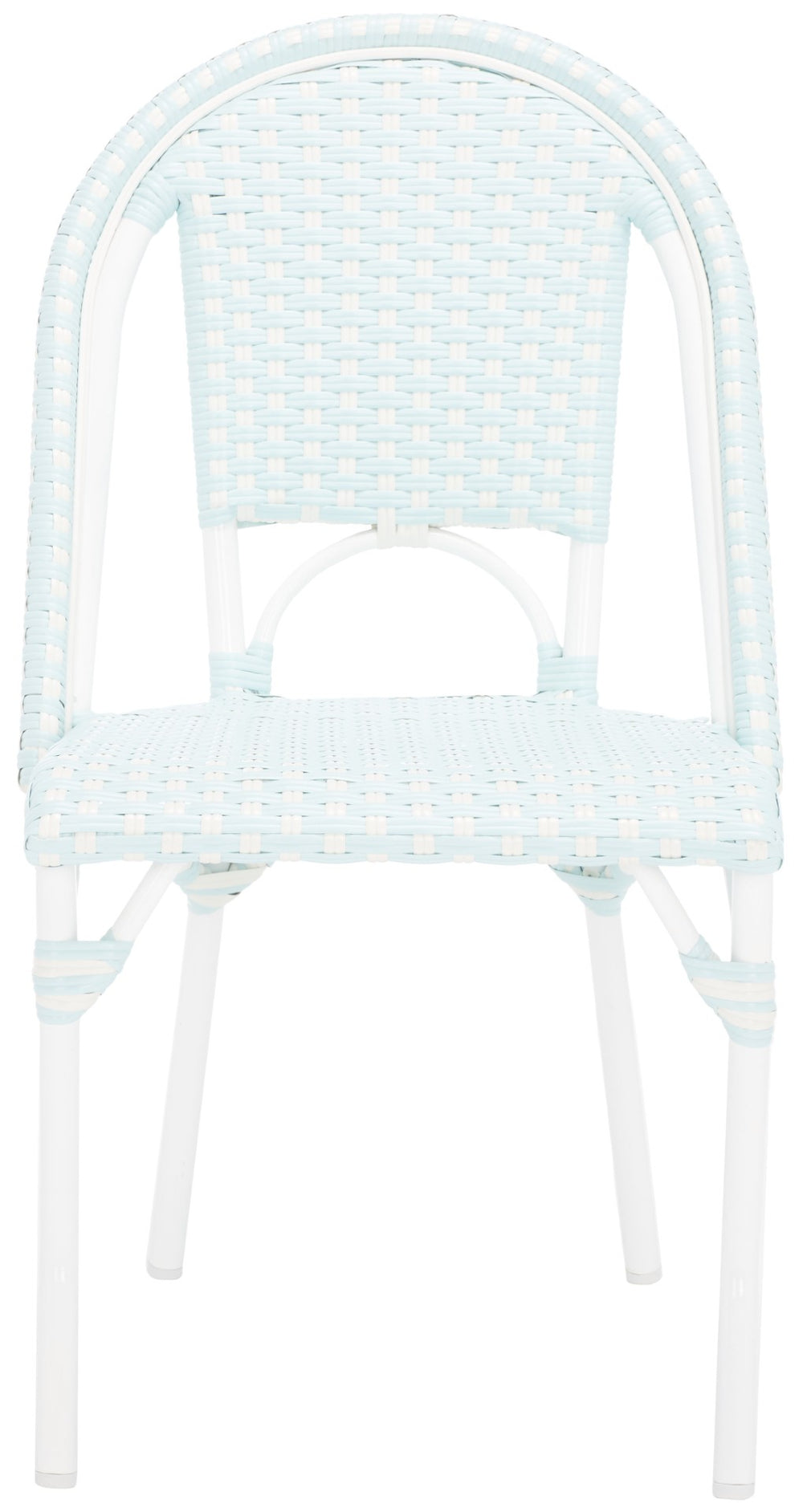 Safavieh CALIFORNIA Side Chair Set of Two - Classic French Bistro Style for All-Weather Outdoor Comfort Baby Blue / White PAT7530G-SET2