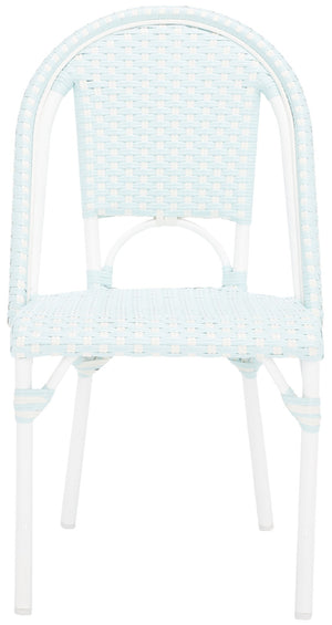 Safavieh CALIFORNIA Side Chair Set of Two - Classic French Bistro Style for All-Weather Outdoor Comfort Baby Blue / White PAT7530G-SET2