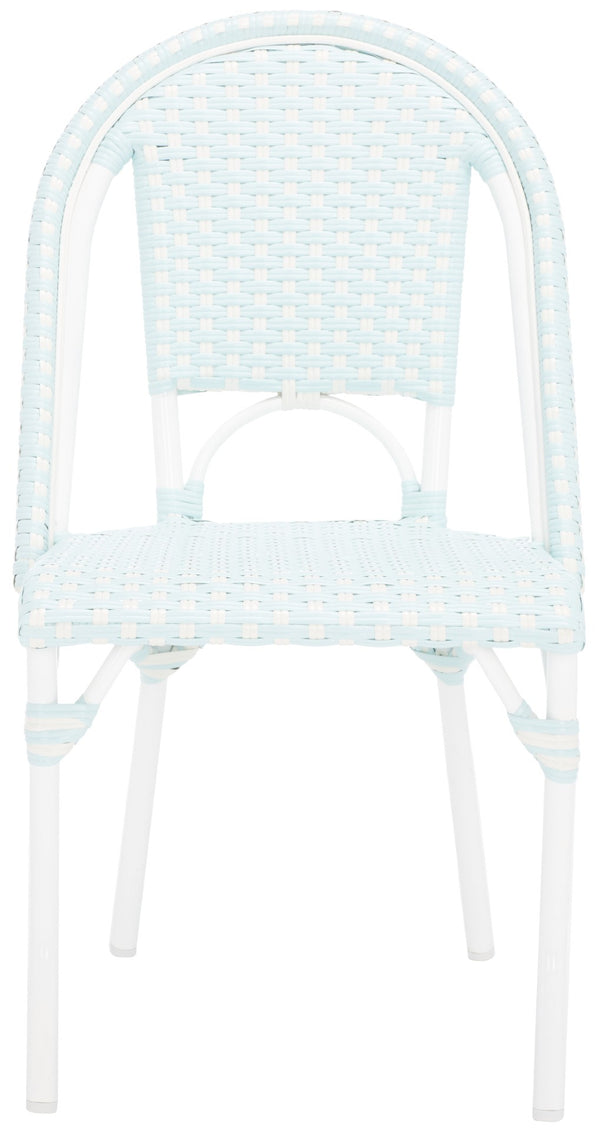 Safavieh CALIFORNIA Side Chair Set of Two - Classic French Bistro Style for All-Weather Outdoor Comfort Baby Blue / White PAT7530G-SET2