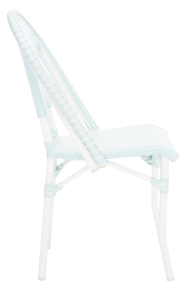 Safavieh CALIFORNIA Side Chair Set of Two - Classic French Bistro Style for All-Weather Outdoor Comfort Baby Blue / White PAT7530G-SET2