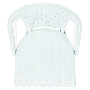 Safavieh CALIFORNIA Side Chair Set of Two - Classic French Bistro Style for All-Weather Outdoor Comfort Baby Blue / White PAT7530G-SET2