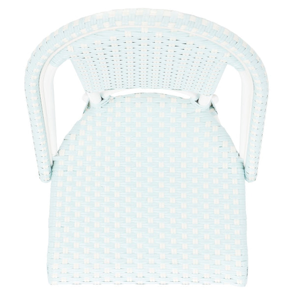 Safavieh CALIFORNIA Side Chair Set of Two - Classic French Bistro Style for All-Weather Outdoor Comfort Baby Blue / White PAT7530G-SET2