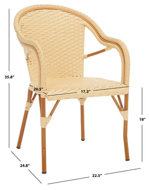 Safavieh CALIFORNIA Armchair - Coastal-Inspired Bistro Design for Elegant Outdoor Seating & Relaxation Natural PAT7531A-SET2
